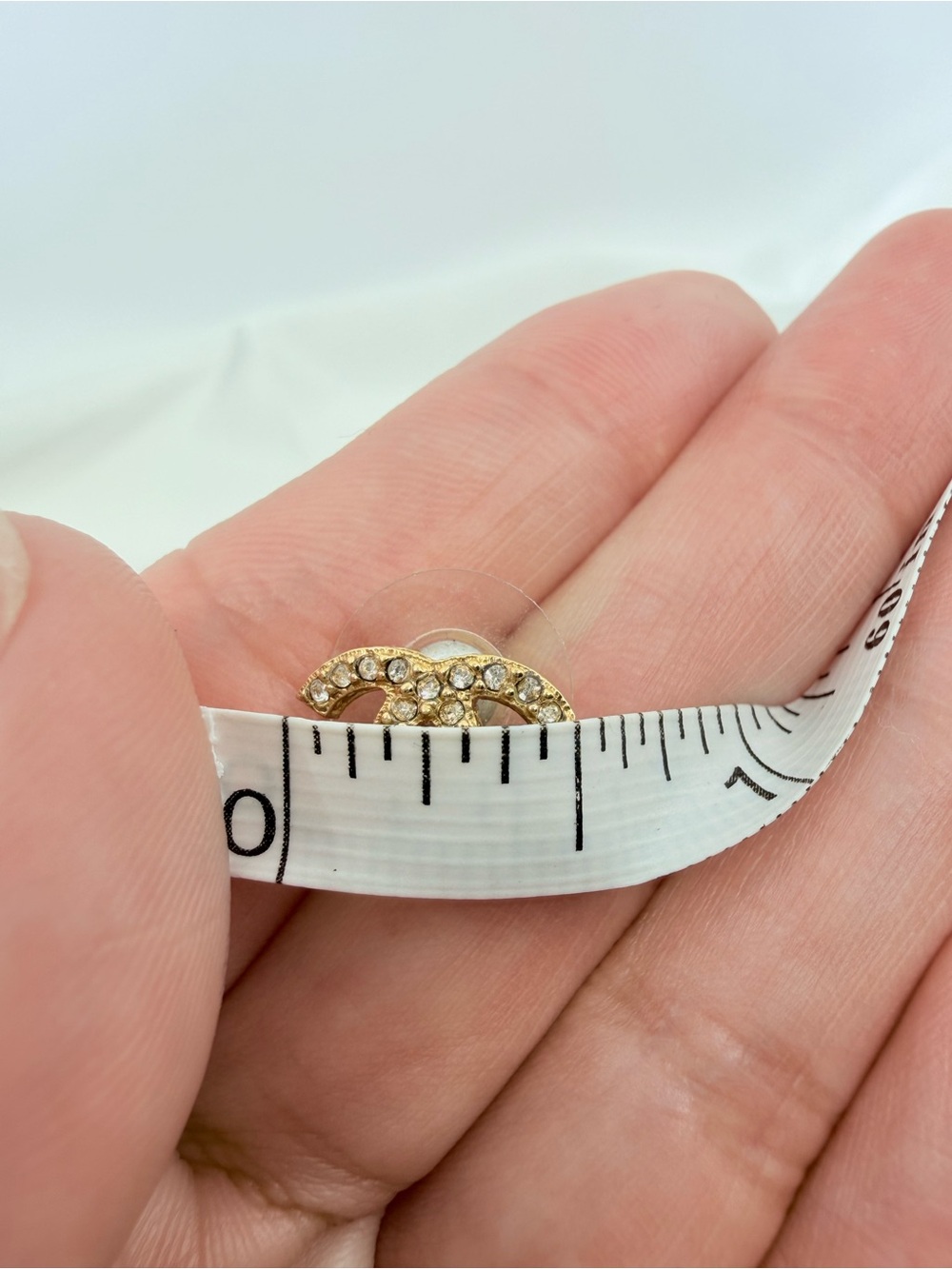 Chanel Small Crystal CC Logo Gold Stud Earrings - Picture 4 of 9